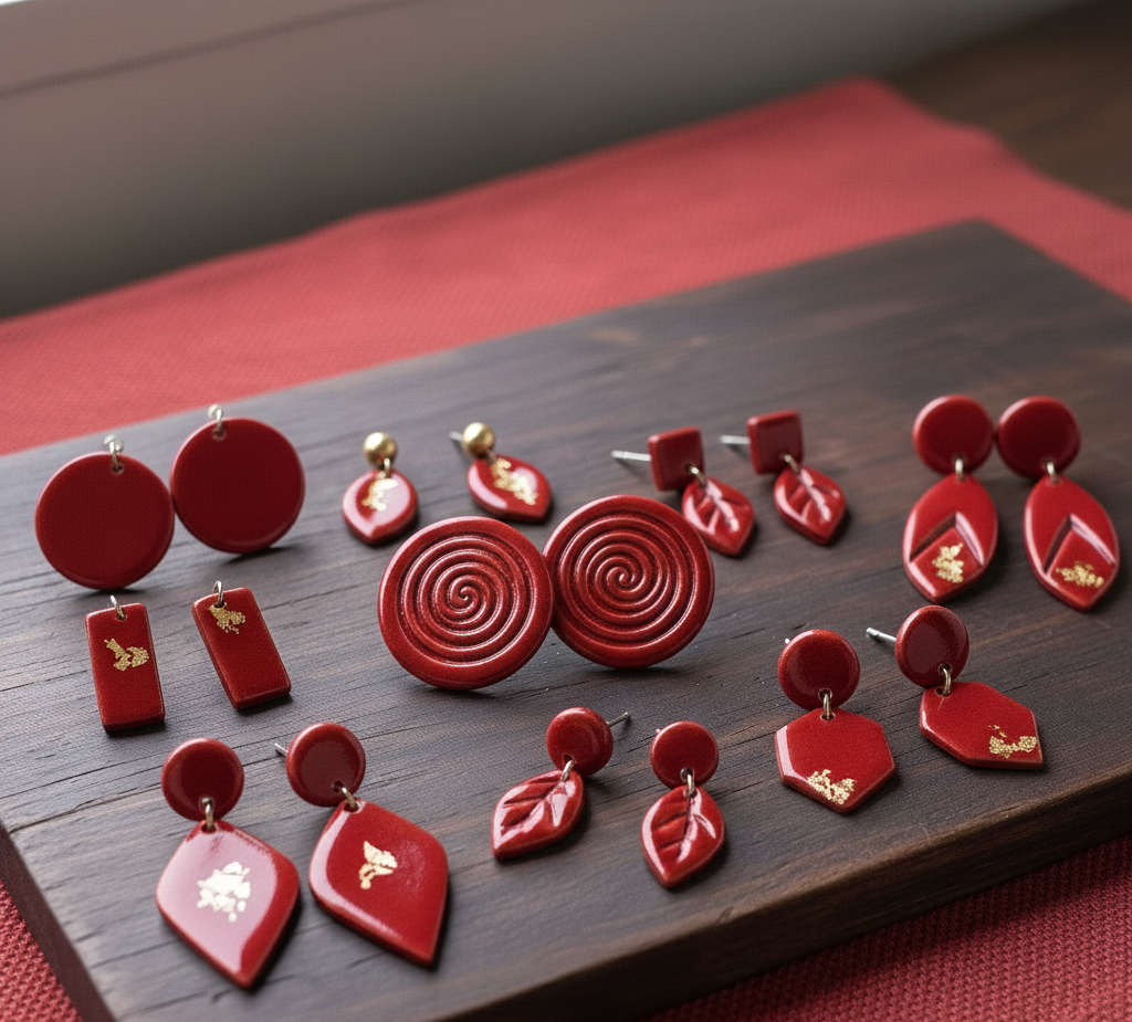 Porzellan Ohrringe in rot